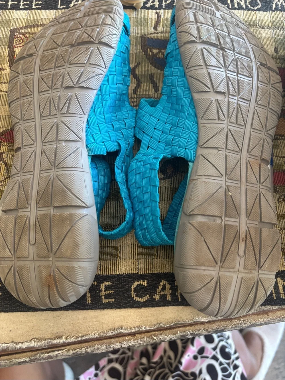 Womens Woven Sandals in Bright Teal Blue